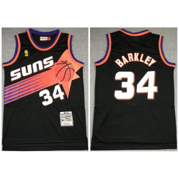 Men's Phoenix Suns #34 Charles Barkley Black 1992-93 Throwback Stitched Jersey Men's Phoenix Suns #34 Charles Barkley Black 1992-93 Throwback Stitched Jersey