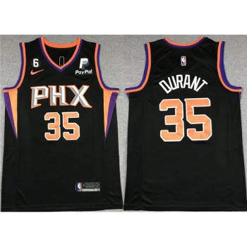 Men's Phoenix Suns #35 Kevin Durant Balck With NO.6 Patch Statement Edition Stitched Basketball Jersey Men's Phoenix Suns #35 Kevin Durant Balck With NO.6 Patch Statement Edition Stitched Basketball Jersey