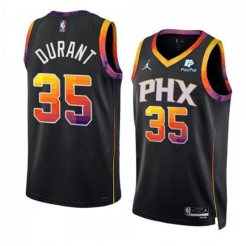 Men's Phoenix Suns #35 Kevin Durant Black 2022/23 Statement Edition With No.6 Patch Stitched Basketball Jersey Men's Phoenix Suns #35 Kevin Durant Black 2022/23 Statement Edition With No.6 Patch Stitched Basketball Jersey