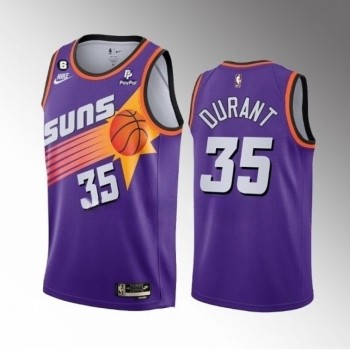 Men's Phoenix Suns #35 Kevin Durant Purple With NO.6 Patch Classic Edition Stitched Basketball Jersey Men's Phoenix Suns #35 Kevin Durant Purple With NO.6 Patch Classic Edition Stitched Basketball Jersey