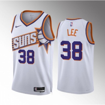 Men's Phoenix Suns #38 Saben Lee White Association Edition Stitched Basketball Jersey Men's Phoenix Suns #38 Saben Lee White Association Edition Stitched Basketball Jersey