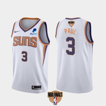 Men's Phoenix Suns #3 Chris Paul 2021 White NBA Finals Association Edition Stitched Jersey Men's Phoenix Suns #3 Chris Paul 2021 White NBA Finals Association Edition Stitched Jersey