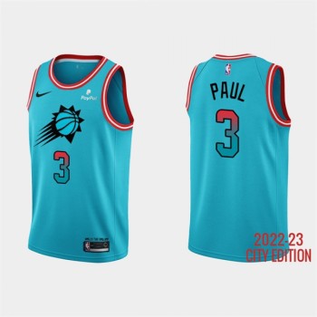 Men's Phoenix Suns #3 Chris Paul 2022-23 Blue City Edition Stitched Basketball Jersey Men's Phoenix Suns #3 Chris Paul 2022-23 Blue City Edition Stitched Basketball Jersey