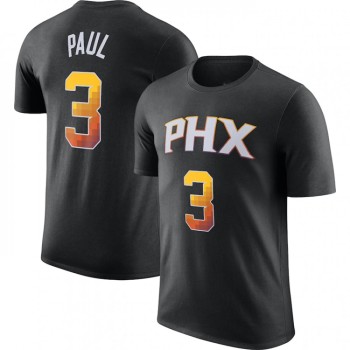Men's Phoenix Suns #3 Chris Paul Black 2022/23 Statement Edition Name & Number T-Shirt Men's Phoenix Suns #3 Chris Paul Black 2022/23 Statement Edition Name & Number T-Shirt