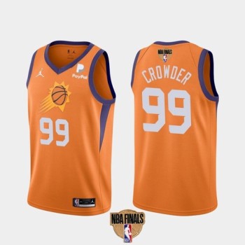 Men's Phoenix Suns #99 Jae Crowder 2021 Orange Statement Finals Basketball Swingman Stitched Jersey Men's Phoenix Suns #99 Jae Crowder 2021 Orange Statement Finals Basketball Swingman Stitched Jersey