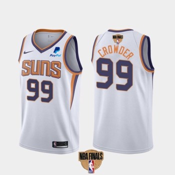 Men's Phoenix Suns #99 Jae Crowder 2021 White NBA Finals Association Edition Stitched Jersey Men's Phoenix Suns #99 Jae Crowder 2021 White NBA Finals Association Edition Stitched Jersey