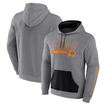 Men's Phoenix Suns Heathered Gray Off The Bench Color Block Pullover Hoodie Men's Phoenix Suns Heathered Gray Off The Bench Color Block Pullover Hoodie