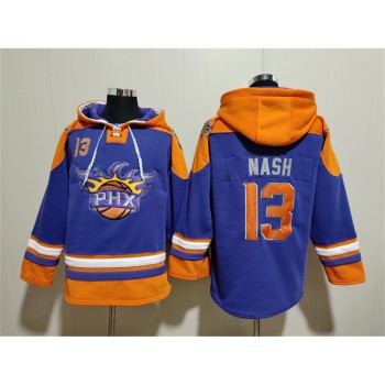 Men's Phoenix Suns #13 Steve Nash Purple Ageless Must-Have Lace-Up Pullover Hoodie Men's Phoenix Suns #13 Steve Nash Purple Ageless Must-Have Lace-Up Pullover Hoodie