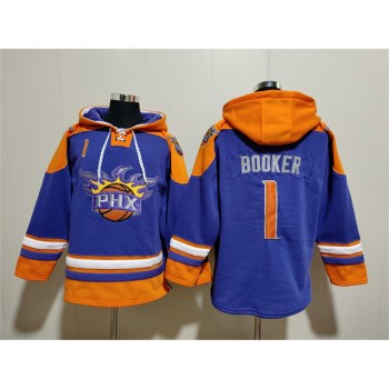 Men's Phoenix Suns #1 Devin Booker Purple Ageless Must-Have Lace-Up Pullover Hoodie Men's Phoenix Suns #1 Devin Booker Purple Ageless Must-Have Lace-Up Pullover Hoodie