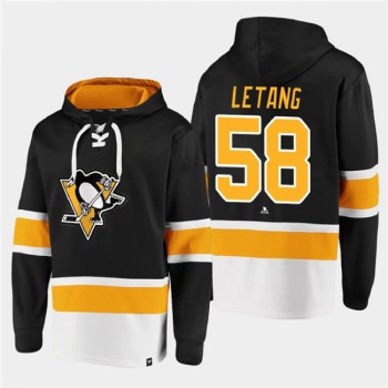 Men's Pittsburgh Penguins #58 Kris Letang Black All Stitched Sweatshirt Hoodie Men's Pittsburgh Penguins #58 Kris Letang Black All Stitched Sweatshirt Hoodie