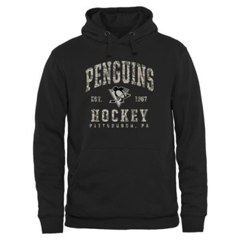 Men's Pittsburgh Penguins Black Camo Stack Pullover Hoodie Men's Pittsburgh Penguins Black Camo Stack Pullover Hoodie