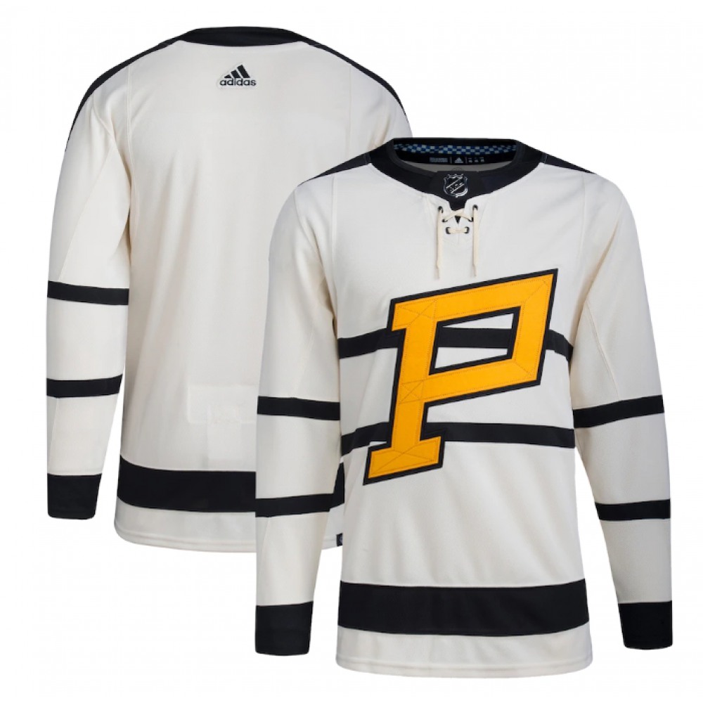 Men's Pittsburgh Penguins Blank Cream 2023 Winter Classic Stitched Jersey