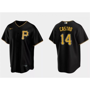 Men's Pittsburgh Pirates #14 Rodolfo Castro Black Cool Base Stitched Baseball Jersey Men's Pittsburgh Pirates #14 Rodolfo Castro Black Cool Base Stitched Baseball Jersey