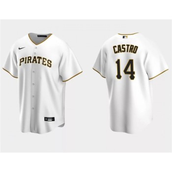 Men's Pittsburgh Pirates #14 Rodolfo Castro White Cool Base Stitched Baseball Jersey Men's Pittsburgh Pirates #14 Rodolfo Castro White Cool Base Stitched Baseball Jersey