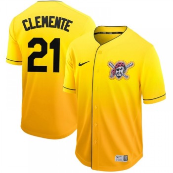 Men's Pittsburgh Pirates #21 Roberto Clemente Gold Fade Stitched MLB Jersey Men's Pittsburgh Pirates #21 Roberto Clemente Gold Fade Stitched MLB Jersey