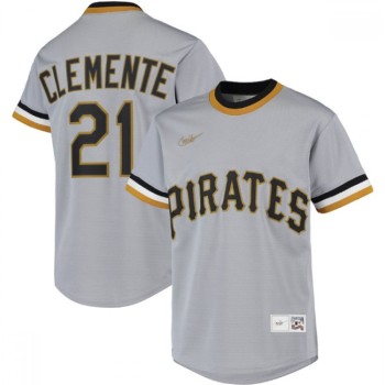 Men's Pittsburgh Pirates #21 Roberto Clemente Grey Stitched Jersey Men's Pittsburgh Pirates #21 Roberto Clemente Grey Stitched Jersey