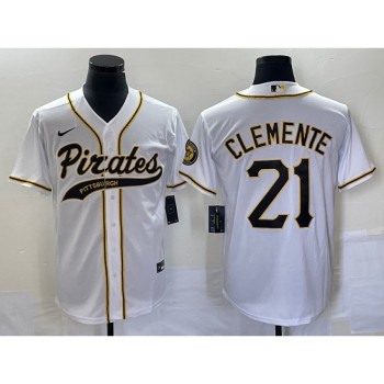 Men's Pittsburgh Pirates #21 Roberto Clemente White Cool Base Stitched Baseball Jersey Men's Pittsburgh Pirates #21 Roberto Clemente White Cool Base Stitched Baseball Jersey