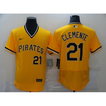 Men's Pittsburgh Pirates #21 Roberto Clemente Yellow Flex Base Stitched MLB Jersey Men's Pittsburgh Pirates #21 Roberto Clemente Yellow Flex Base Stitched MLB Jersey