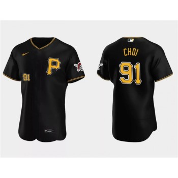 Men's Pittsburgh Pirates #91 Ji Man Choi Black Flex Base Stitched Baseball Jersey Men's Pittsburgh Pirates #91 Ji Man Choi Black Flex Base Stitched Baseball Jersey