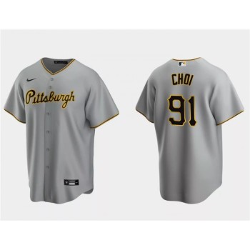 Men's Pittsburgh Pirates #91 Ji Man Choi Grey Cool Base Stitched Baseball Jersey Men's Pittsburgh Pirates #91 Ji Man Choi Grey Cool Base Stitched Baseball Jersey