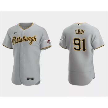 Men's Pittsburgh Pirates #91 Ji Man Choi Grey Flex Base Stitched Baseball Jersey Men's Pittsburgh Pirates #91 Ji Man Choi Grey Flex Base Stitched Baseball Jersey