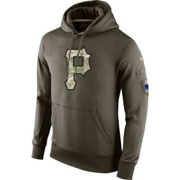 Men's Pittsburgh Pirates Olive Salute To Service KO Performance Hoodie Men's Pittsburgh Pirates Olive Salute To Service KO Performance Hoodie