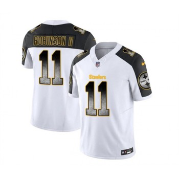 Men's Pittsburgh Steelers #11 Allen Robinson II White/Black 2023 F.U.S.E. Smoke Vapor Untouchable Limited Stitched Jersey Men's Pittsburgh Steelers #11 Allen Robinson II White/Black 2023 F.U.S.E. Smoke Vapor Untouchable Limited Stitched Jersey