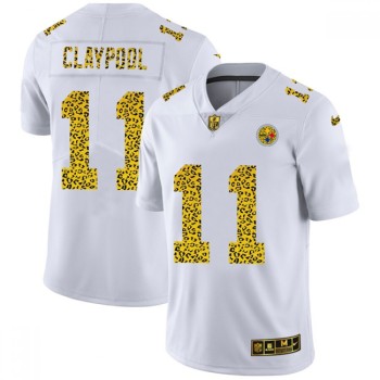 Men's Pittsburgh Steelers #11 Chase Claypool 2020 White Leopard Print Fashion Limited Stitched Jersey Men's Pittsburgh Steelers #11 Chase Claypool 2020 White Leopard Print Fashion Limited Stitched Jersey