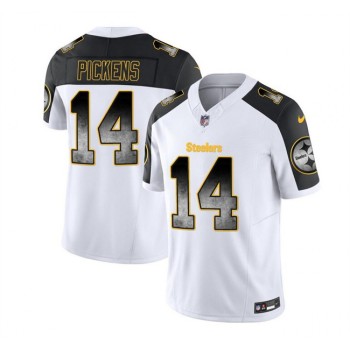 Men's Pittsburgh Steelers #14 George Pickens White/Black 2023 F.U.S.E. Smoke Vapor Untouchable Limited Stitched Jersey Men's Pittsburgh Steelers #14 George Pickens White/Black 2023 F.U.S.E. Smoke Vapor Untouchable Limited Stitched Jersey