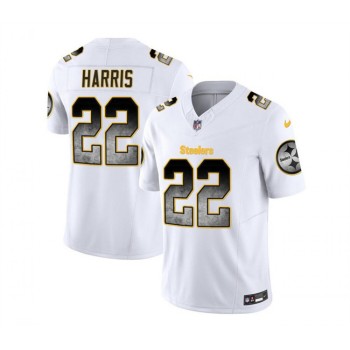 Men's Pittsburgh Steelers #22 Najee Harris White 2023 F.U.S.E. Smoke Vapor Untouchable Limited Stitched Jersey Men's Pittsburgh Steelers #22 Najee Harris White 2023 F.U.S.E. Smoke Vapor Untouchable Limited Stitched Jersey