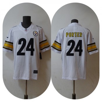 Men's Pittsburgh Steelers #24 Joey Porter Jr. White 2023 Draft Vapor Untouchable Limited Stitched Jersey Men's Pittsburgh Steelers #24 Joey Porter Jr. White 2023 Draft Vapor Untouchable Limited Stitched Jersey