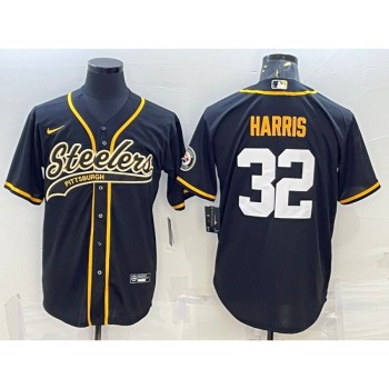 Men's Pittsburgh Steelers #32 Franco Harris Black With Patch Cool Base Stitched Baseball Jersey Men's Pittsburgh Steelers #32 Franco Harris Black With Patch Cool Base Stitched Baseball Jersey