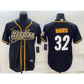 Men's Pittsburgh Steelers #32 Franco Harris Black With Patch Cool Base Stitched Baseball Jersey Men's Pittsburgh Steelers #32 Franco Harris Black With Patch Cool Base Stitched Baseball Jersey