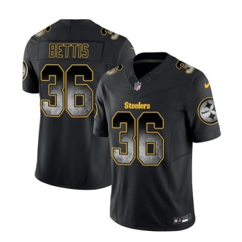 Men's Pittsburgh Steelers #36 Jerome Bettis Black 2023 F.U.S.E. Smoke Vapor Untouchable Limited Stitched Jersey Men's Pittsburgh Steelers #36 Jerome Bettis Black 2023 F.U.S.E. Smoke Vapor Untouchable Limited Stitched Jersey