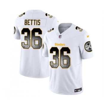 Men's Pittsburgh Steelers #36 Jerome Bettis White 2023 F.U.S.E. Smoke Vapor Untouchable Limited Stitched Jersey Men's Pittsburgh Steelers #36 Jerome Bettis White 2023 F.U.S.E. Smoke Vapor Untouchable Limited Stitched Jersey