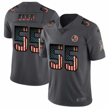 Men's Pittsburgh Steelers #55 Devin Bush Grey 2019 Salute To Service USA Flag Fashion Limited Stitched NFL Jersey Men's Pittsburgh Steelers #55 Devin Bush Grey 2019 Salute To Service USA Flag Fashion Limited Stitched NFL Jersey