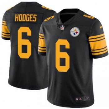 Men's Pittsburgh Steelers #6 Devlin Hodges 2019 Black Color Rush Limited Stitched NFL Jersey Men's Pittsburgh Steelers #6 Devlin Hodges 2019 Black Color Rush Limited Stitched NFL Jersey