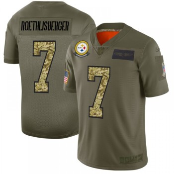 Men's Pittsburgh Steelers #7 Ben Roethlisberger 2019 Olive/Camo Salute To Service Limited Stitched NFL Jersey Men's Pittsburgh Steelers #7 Ben Roethlisberger 2019 Olive/Camo Salute To Service Limited Stitched NFL Jersey