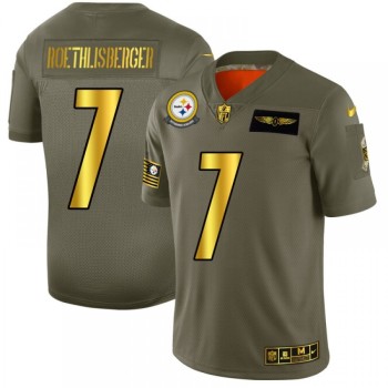 Men's Pittsburgh Steelers #7 Ben Roethlisberger 2019 Olive/Gold Salute To Service Limited Stitched NFL Jersey Men's Pittsburgh Steelers #7 Ben Roethlisberger 2019 Olive/Gold Salute To Service Limited Stitched NFL Jersey