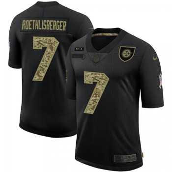 Men's Pittsburgh Steelers #7 Ben Roethlisberger 2020 Black Camo Salute To Service Limited Stitched Jersey Men's Pittsburgh Steelers #7 Ben Roethlisberger 2020 Black Camo Salute To Service Limited Stitched Jersey