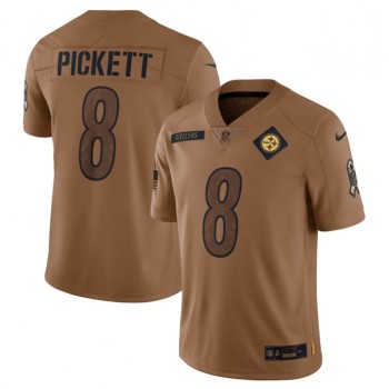 Men's Pittsburgh Steelers #8 Kenny Pickett 2023 Brown Salute To Service Limited Jersey Men's Pittsburgh Steelers #8 Kenny Pickett 2023 Brown Salute To Service Limited Jersey