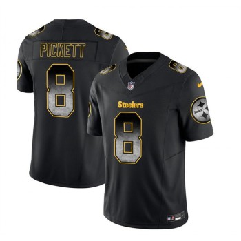 Men's Pittsburgh Steelers #8 Kenny Pickett Black 2023 F.U.S.E. Smoke Vapor Untouchable Limited Stitched Jersey Men's Pittsburgh Steelers #8 Kenny Pickett Black 2023 F.U.S.E. Smoke Vapor Untouchable Limited Stitched Jersey