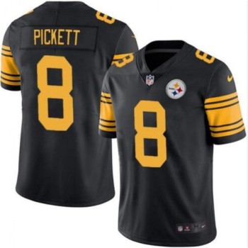 Men's Pittsburgh Steelers #8 Kenny Pickett Black Color Rush Stitched Jersey Men's Pittsburgh Steelers #8 Kenny Pickett Black Color Rush Stitched Jersey