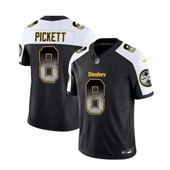 Men's Pittsburgh Steelers #8 Kenny Pickett Black/White 2023 F.U.S.E. Smoke Vapor Untouchable Limited Stitched Jersey Men's Pittsburgh Steelers #8 Kenny Pickett Black/White 2023 F.U.S.E. Smoke Vapor Untouchable Limited Stitched Jersey