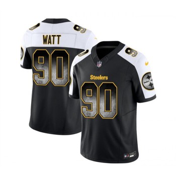 Men's Pittsburgh Steelers #90 T.J. Watt Black/White 2023 F.U.S.E. Smoke Vapor Untouchable Limited Stitched Jersey Men's Pittsburgh Steelers #90 T.J. Watt Black/White 2023 F.U.S.E. Smoke Vapor Untouchable Limited Stitched Jersey