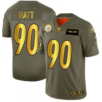Men's Pittsburgh Steelers #90 T. J. Watt 2019 Olive/Gold Salute To Service Limited Stitched NFL Jersey Men's Pittsburgh Steelers #90 T. J. Watt 2019 Olive/Gold Salute To Service Limited Stitched NFL Jersey