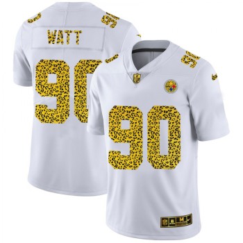 Men's Pittsburgh Steelers #90 T. J. Watt 2020 White Leopard Print Fashion Limited Stitched Jersey Men's Pittsburgh Steelers #90 T. J. Watt 2020 White Leopard Print Fashion Limited Stitched Jersey