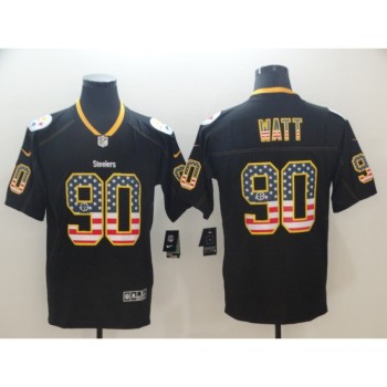 Men's Pittsburgh Steelers #90 T. J. Watt Black 2018 USA Flag Color Rush Limited Fashion NFL Stitched Jersey