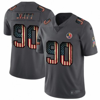 Men's Pittsburgh Steelers #90 T. J. Watt Grey 2019 Salute To Service USA Flag Fashion Limited Stitched NFL Jersey Men's Pittsburgh Steelers #90 T. J. Watt Grey 2019 Salute To Service USA Flag Fashion Limited Stitched NFL Jersey