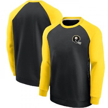 Men's Pittsburgh Steelers Black/Yellow Historic Raglan Crew Performance Sweater Men's Pittsburgh Steelers Black/Yellow Historic Raglan Crew Performance Sweater